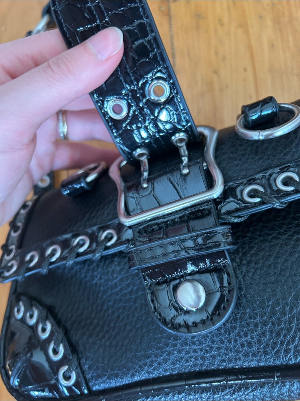 Urban outfitters black Silence + Noise Jade Laced Rivet Bag - Picture 5 of 8